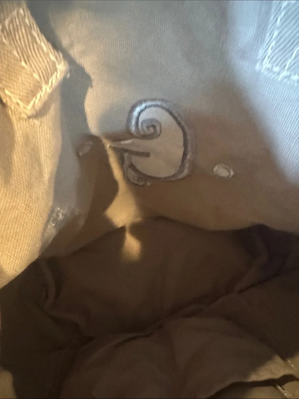 thirty-one Bag Canvas Tan with Floral Trim Pockets